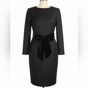 EUC J. Crew Size 4 Day-to-Night Black Dress in Exeter Flannel Velvet Sash!